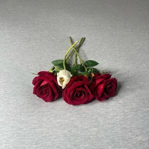 Artificial Faux Red Velvet Realistic-Looking Roses & Tulip Floral Arrangement